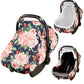 SWESEN Baby Car Seat Cover, Floral Car Seat Covers Canopy for Newborn, Soft Infant Carrier Covers with Breathable Mesh Window, P