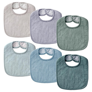 Poikshark 6-Pack Baby Bibs For Unisex Boys Girls, Muslin Drooling And Teething Bibs For Infant, Newborn, Soft Cotton Baby Drool
