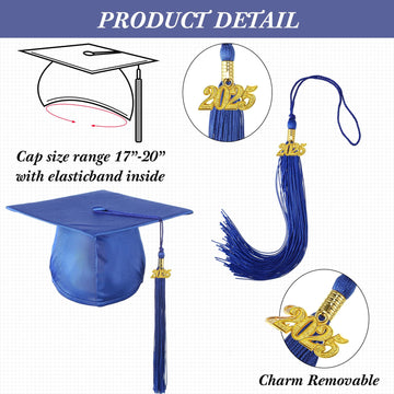 Foaincore 2025 Year Preschool And Kindergarten Graduation Gown Cap Tassel Set With 2025/2025 Charm Printed Stole Grad Gift(Blue,