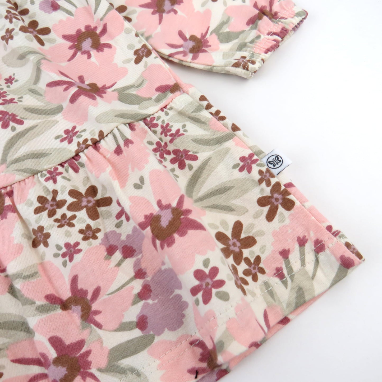 Honestbaby Long Sleeve Tiered Dress,Girl,Painted Floral Pink,6-9 Months