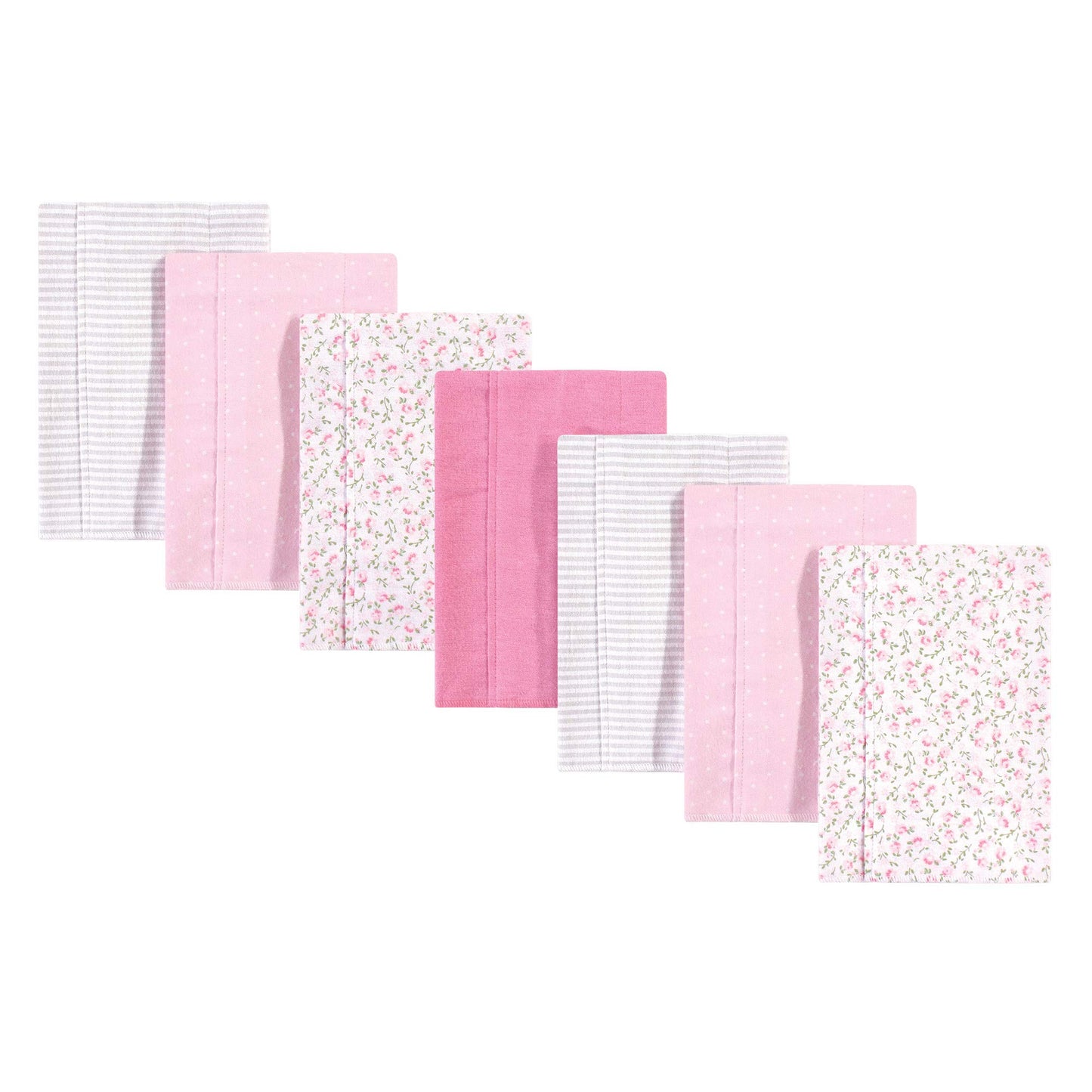 Hudson Baby Unisex Baby Cotton Flannel Burp Cloths, Pink Peony, One Size