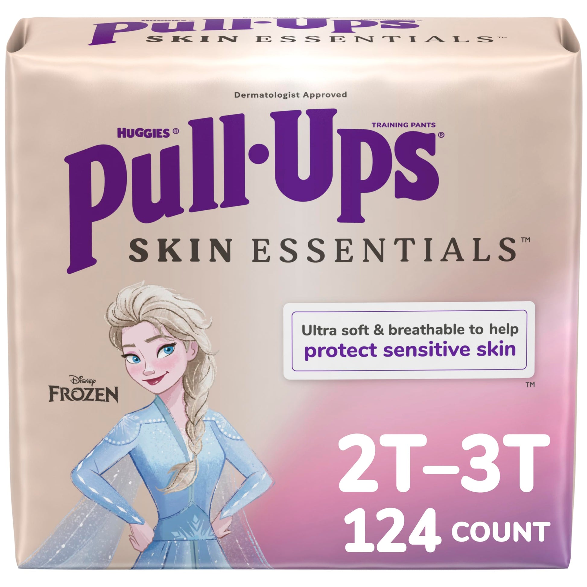 Pull-Ups Girls' Skin Essentials Potty Training Pants, Training Underwear, 2T-3T (16-34 Lbs), 124 Ct (4 Packs Of 31)