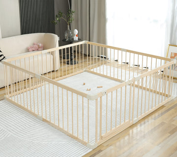 Conababy Baby Playpen Play Fence Gate Play Pen Wood Large,Playpens for Babies and Toddlers Kids Indoor,Baby Play Yards Gym Area,