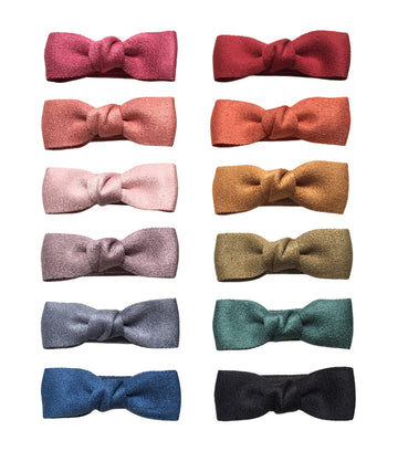 Boutique Baby Hair Clips, 12Pcs Suede Mini Bows Hair Barrettes, Fully Lined Hair Pins For Infant Toddler Girl'S Fine Hair By Che