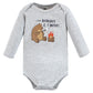 Hudson Baby Unisex Baby Cotton Long-Sleeve Bodysuits, Camping Animals, 0-3 Months