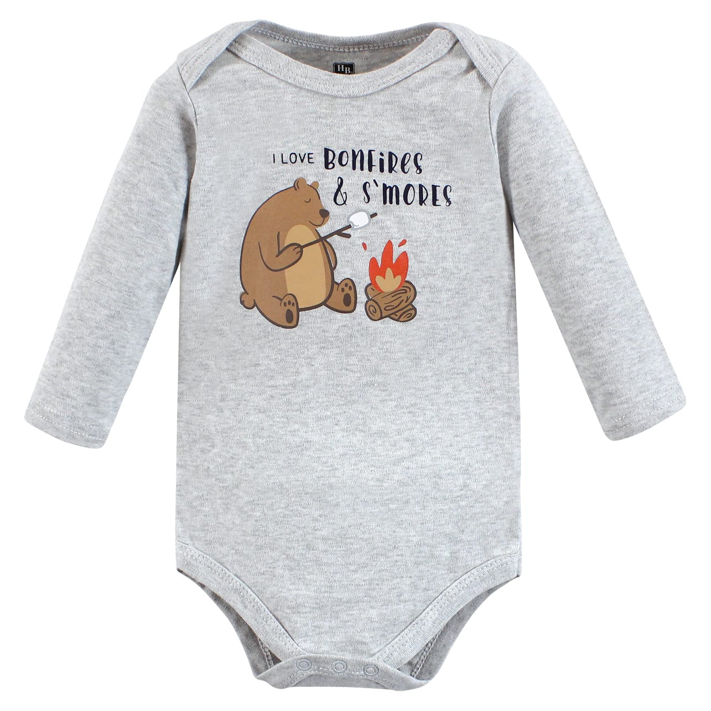 Hudson Baby Unisex Baby Cotton Long-Sleeve Bodysuits, Camping Animals, 0-3 Months