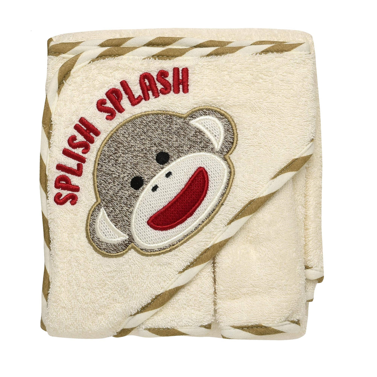 Baby Starters Sock Monkey 3 Piece Hooded Towel and Washcloth Set