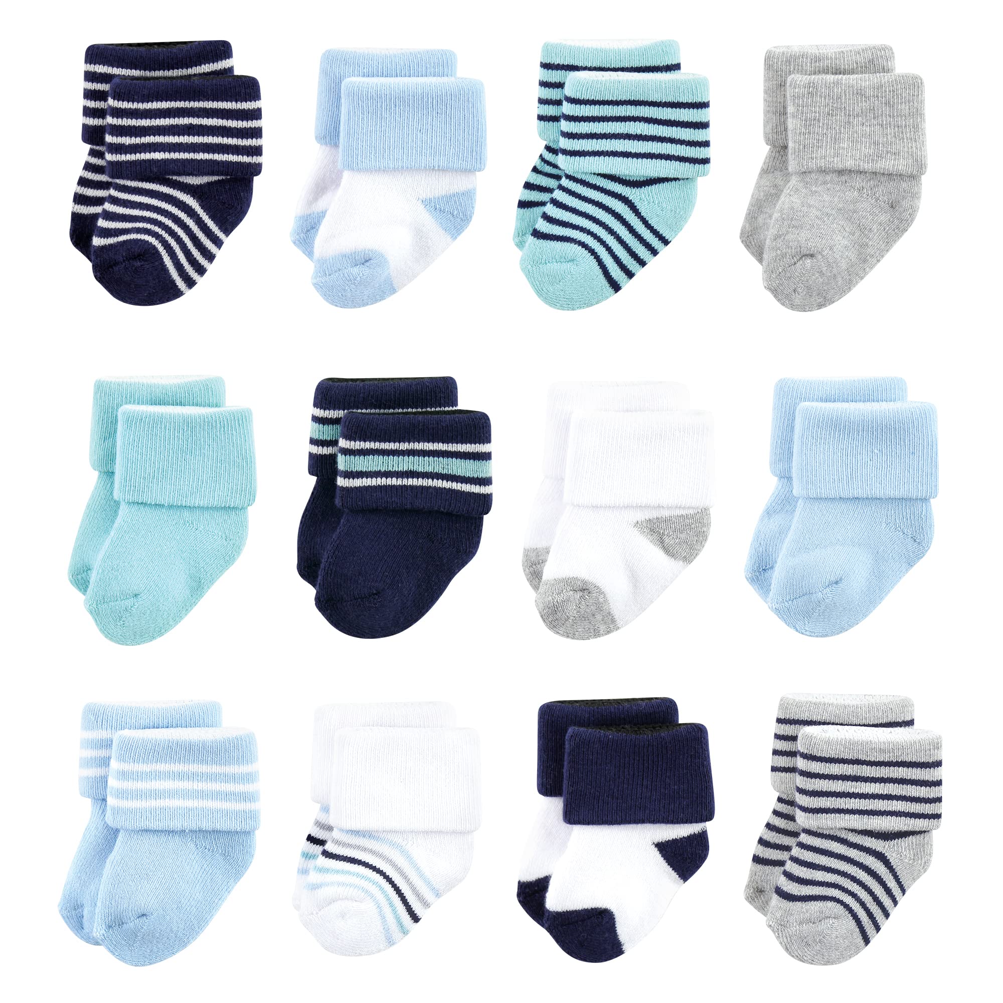 Luvable Friends Unisex Baby Newborn And Baby Terry Socks, Mint Navy Stripes, 6-1 WBCBBB00X238P5O