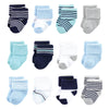 Luvable Friends Unisex Baby Newborn And Baby Terry Socks, Mint Navy Stripes, 6-12 Months