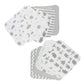 Spasilk Washcloth Wipes Set For Newborn Boys And Girls, Soft Terry Washcloth Set, Pack Of 10, Gray Celestial