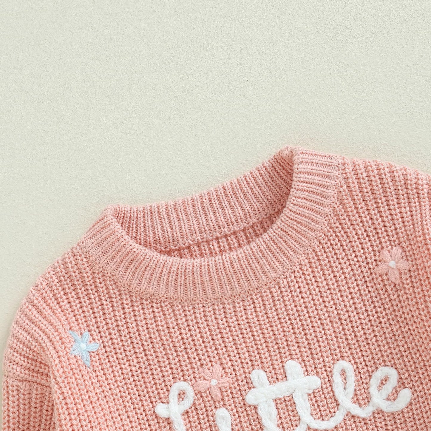 Amnnchya Toddler Infant Baby Girl Knit Sweater Big Sister Little Sister Matching Outfits Long Sleeve Pullover Sweatshirt (Pink F