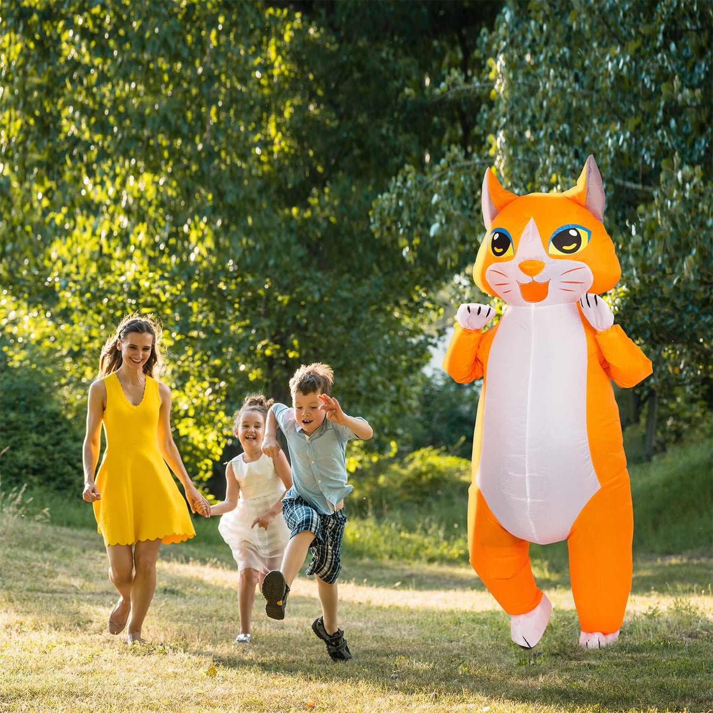 M Mh Zone Inflatable Cat Costume For Kids Funny Halloween Costumes Cosplay Fantasy Blow Up Costume Orange White