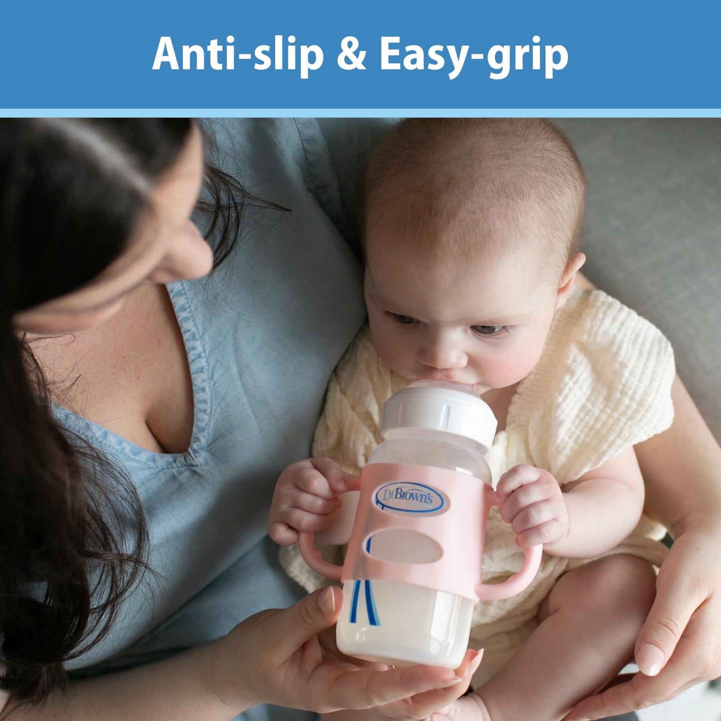 Dr. Brown'S Milestones 100% Silicone Baby Bottle Handles, Wide-Neck, Removable Easy-Grip Transitional Sippy Cup Handles, Black,