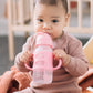 Dr. Brown'S Milestones Wide-Neck Sippy Straw Bottle With 100% Silicone Handles And Weighted Straw, 9 Oz/270 Ml, Pink, 6M+