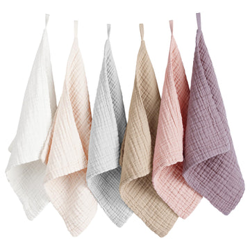 Konssy 6 Pack Baby Muslin Washcloths For Unisex 100% Cotton Wash Cloth Set For Baby Face Body Comfy And Soft For Newborn Infants