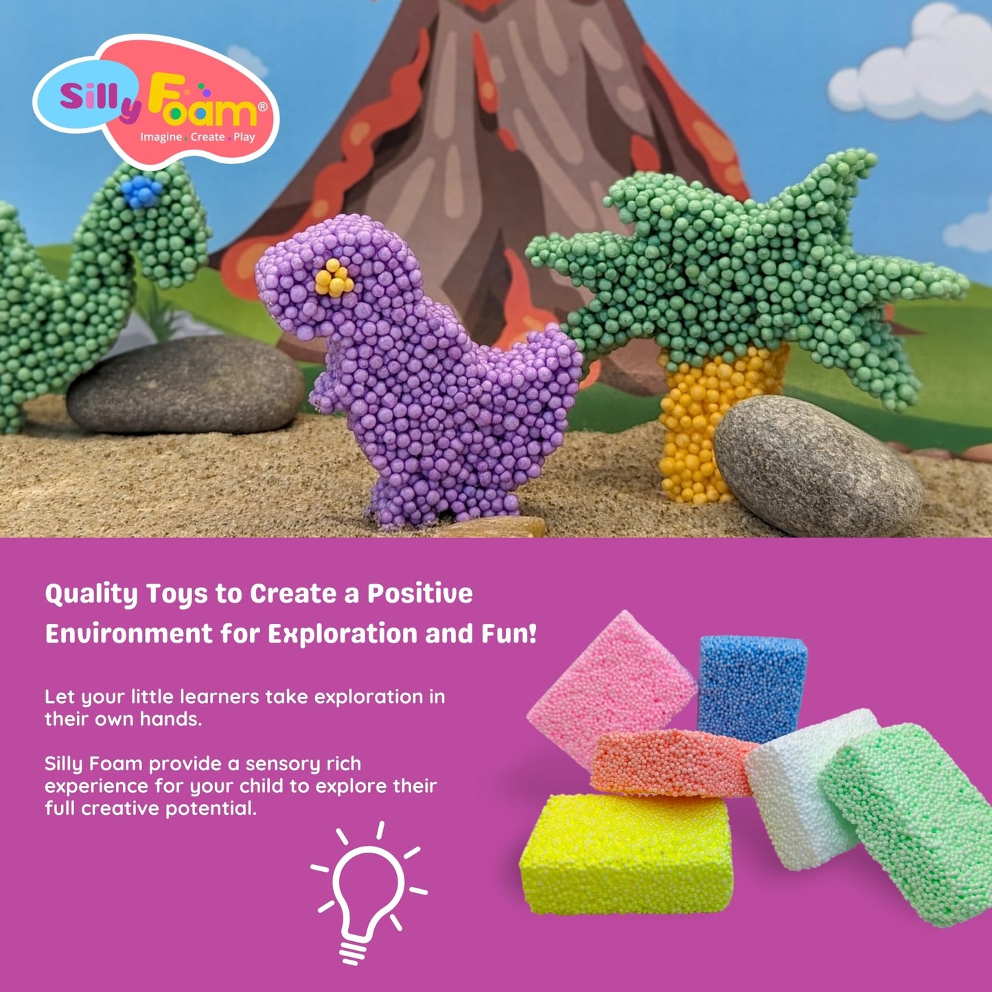 Silly Foam, Creative Modeling Foam Beads, 6 Primary Colors (Monster), Perfect for Preschool and Kids, Arts, Crafts, Sensory Play