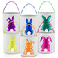 Honeydak 6 PCS Easter Eggs Hunt Basket for Kids Bunny Canvas Rabbit Tote Carry Bucket Bags(Color 2,Colorful Sequined Bunny)
