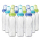 Evenflo Feeding Classic Clear Plastic Standard Neck Bottles For Baby, Infant And Newborn - Teal/Green/Blue, 8 Ounce (Pack Of 12)