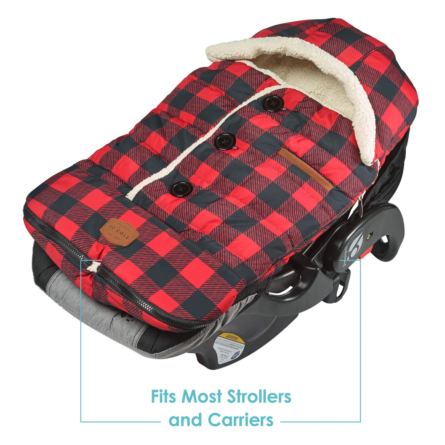 Jj Cole Bundle Me Winter Baby Bunting Bag And Car Seat Cover- Urban - Buffalo Plaid- Weather Resistant Baby Carrier Cover - Wint