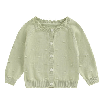 Infant Baby Girl Cardigan Sweater Long Sleeve Button Up Knit Sweatshirt Jacket Toddler Baby Girl Fall Outfits (Green, 9-12 Month