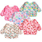 Pandaear 5 Pack Baby Long Sleeve Bibs| Waterproof Full Sleeve Bib For Baby Infant Toddler 6-36 Months