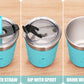 Tiblue Kids & Toddler Cups - Spill Proof Stainless Steel Smoothie Tumblers With Leak Proof Lids, Silicone Straw With Stopper & S