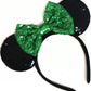 Clgift Green Tinker Minnie Ears - Handmade Flexible Headband, Bow Size 5 Inches, One Size Fits All For All Ages/Adults, Perfect