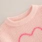 Nokpsedcb Baby Girl Cute Long Sleeve Heart Flowers Embroidery Oversized Sweater Toddler Valentine Outfit (Light Pink, 9-12 Month