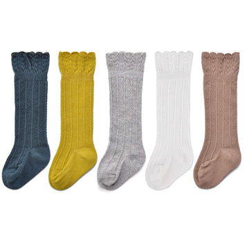 Epeius 5 Pair Pack Baby Girls Boys Uniform Knee High Socks Infants And Toddlers Baby Boys Tube Ruffled Stockings For 6-12 Months