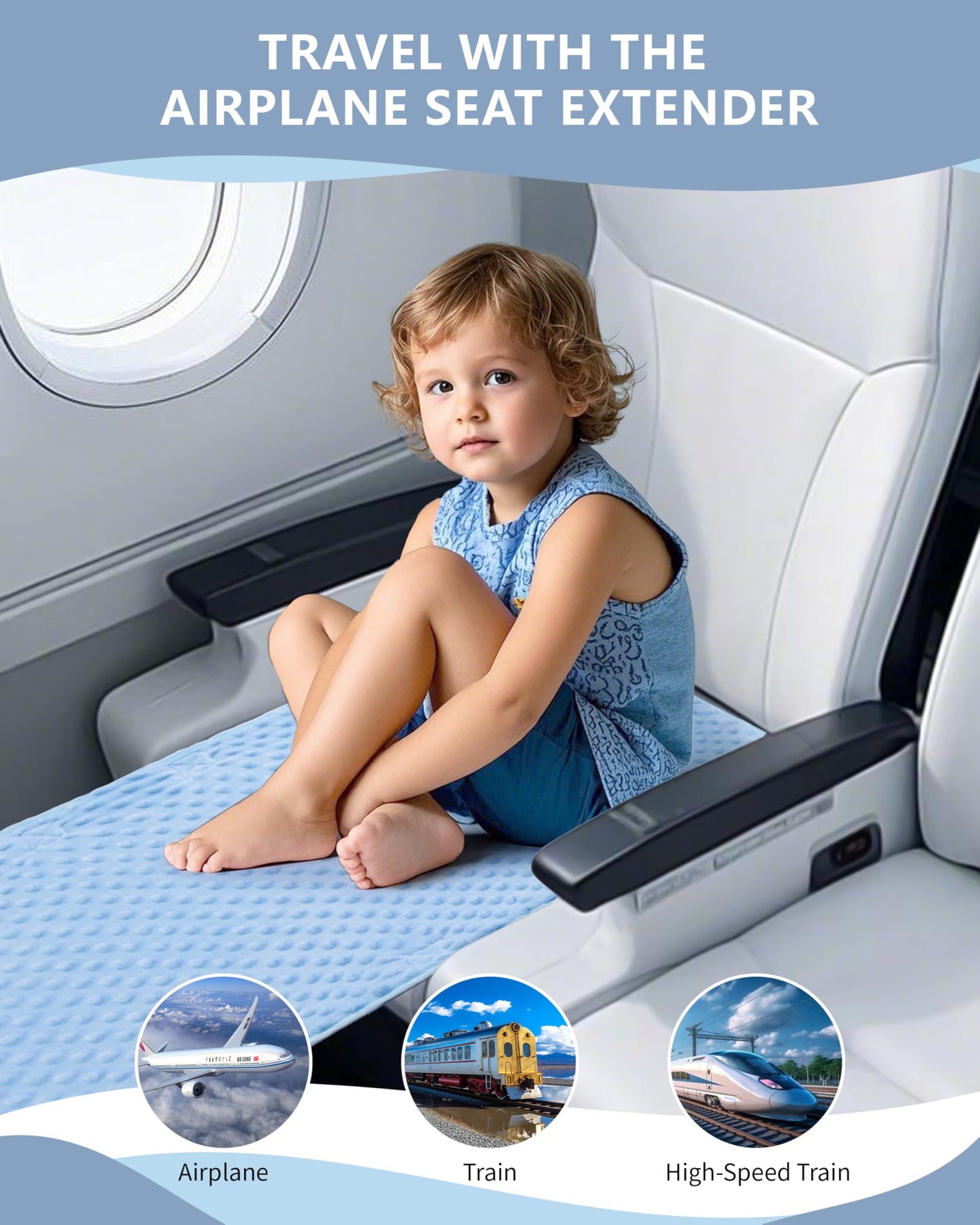 Tinlyfinly Toddler Airplane Bed, Soft Airplane Seat Extender For Kids, Baby Flight Portable Hammock Bed With Fasten Hook And Ins