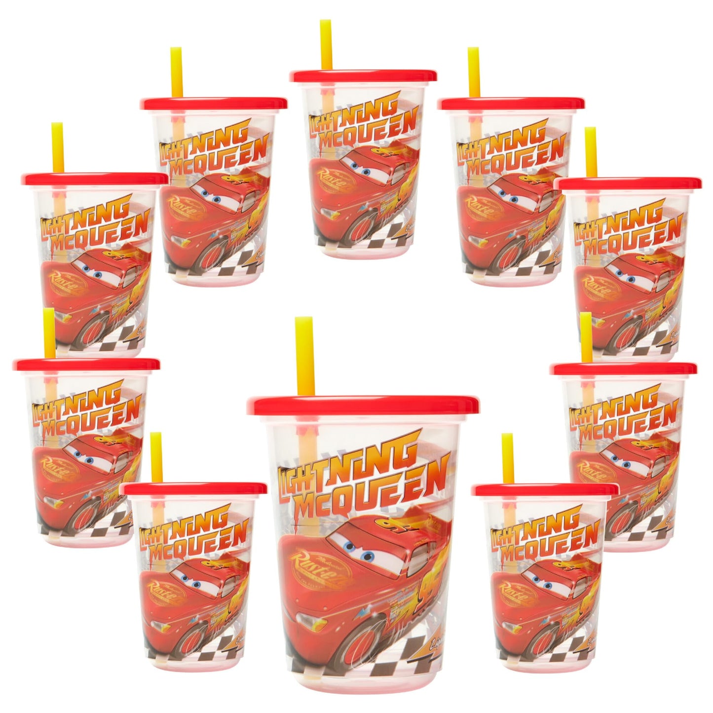 The First Years Cars Take & Toss Toddler Straw Cups Party Pack - Spill Proof Toddler Sippy Cups with Snap-On Lids and Straws - C
