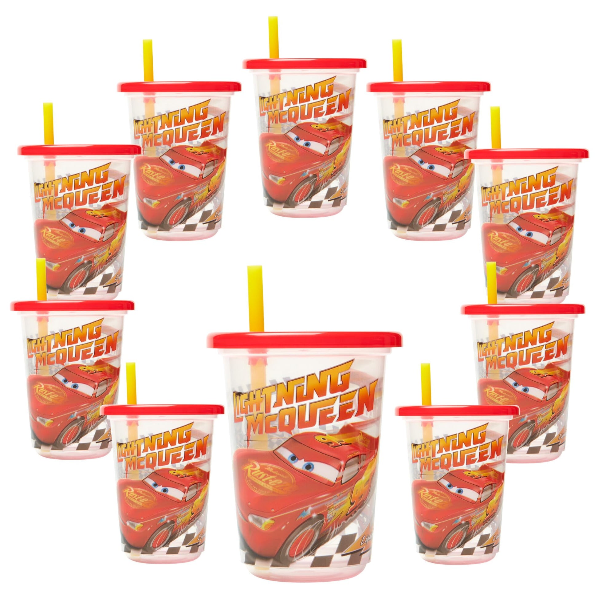 The First Years Cars Take & Toss Toddler Straw Cups Party Pack - Spill Proof Toddler Sippy Cups with Snap-On Lids and Straws - C
