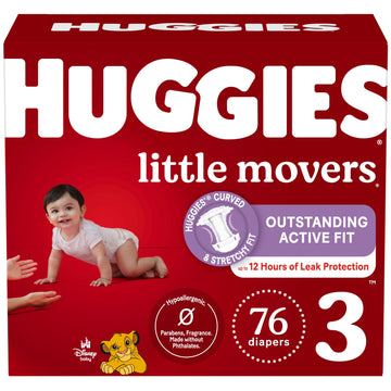 Baby Diapers Size 3, 76 Ct, Huggies Little Movers