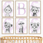 Safari Animals Set Of 6 Unframed Poster Prints For Baby Girls Nursery Bedroom Playroom, Personalized Name, Choice Of 12 Animals,