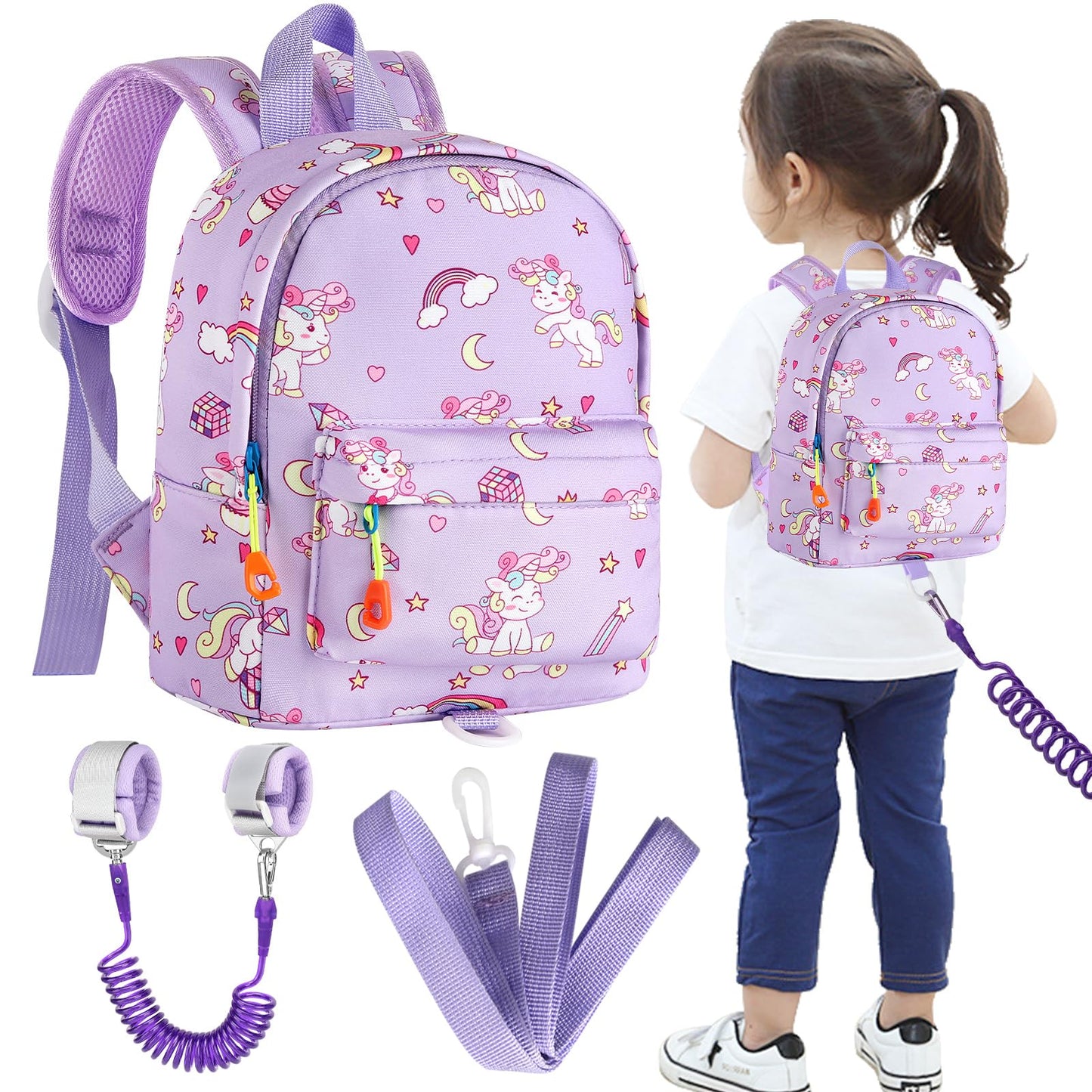 Accmor Toddler Harness Backpack Leash, Baby Unicorn Backpacks With Anti Lost Wrist Link, Cute Mini Child Harness Leashes For Wal