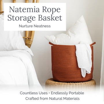 Natemia Rope Storage Basket- Nursery Bin And Toy Organizer (15   X15   X14   ), Laundry Basket, Basket For Towels, Pillows And B