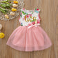 Shalofer Baby Little Girl Two Year Old Birthday Skirt Set Baby Girls 2Nd Birthday Floral Outfit Sets (Pink-Twogold, 2 T)