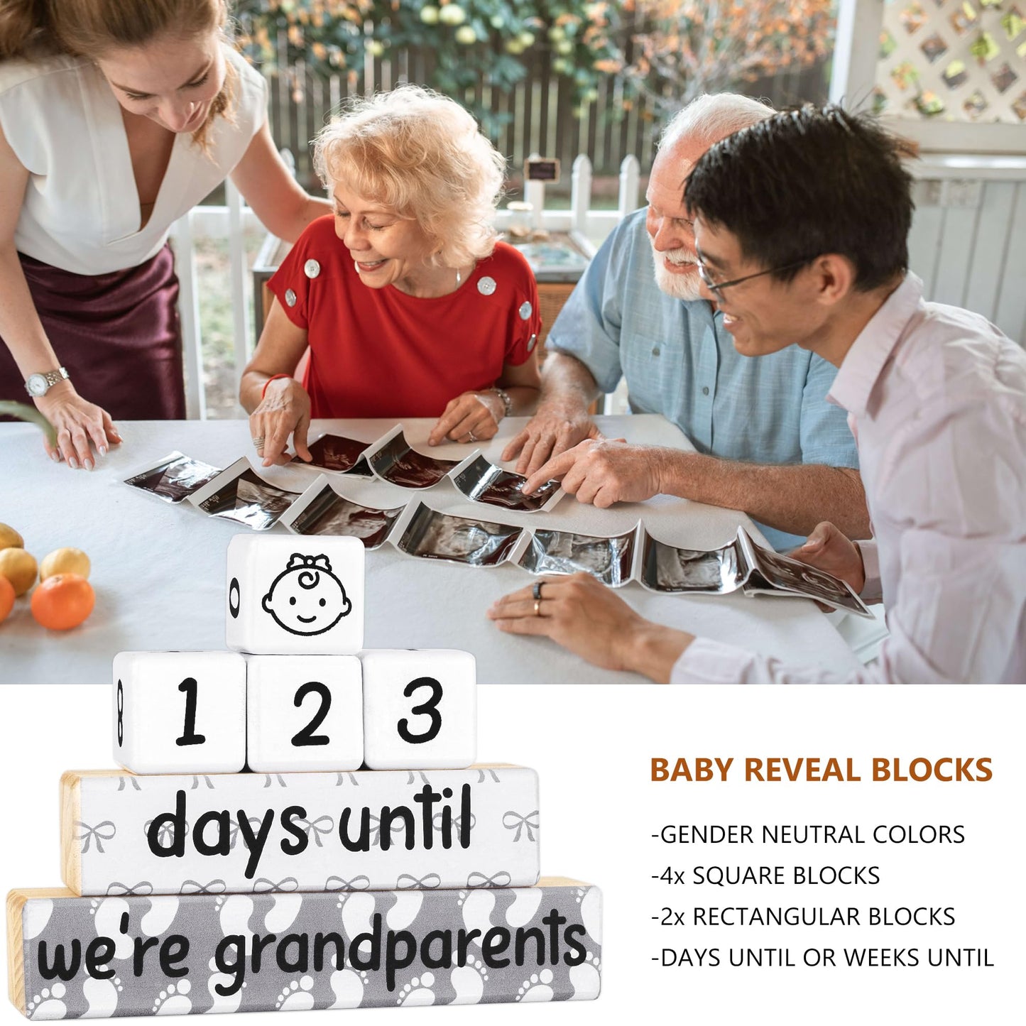 Pregnancy Announcement, Baby Reveal Countdown Due Date Blocks- Weeks/Days Until We'Re Grandparents, Announcing Pregnancy Countdo