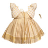 Picksparrow Baby Girl KneeLength Tissue Frock/Traditional Dress/Ethnicwear With Jacket And Hair Clip (Aliya) (06 Months, Offwh