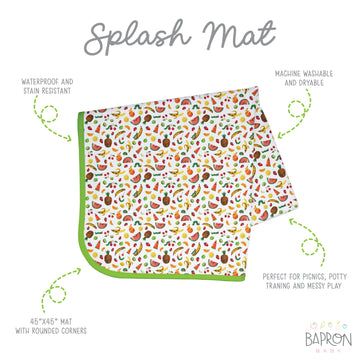 Bapronbaby Eric Carle Tropical Fruit Splash Mat - Waterproof Catch-All For Under High Chairs, Floors, Tables, Playtime Or Arts &