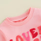 Fiomva Newborn Baby Girl Valentines Day Outfit Toddler Sweathirt Bubble Romper Infant Boy Oversized Onesie Clothes (U Love Babe