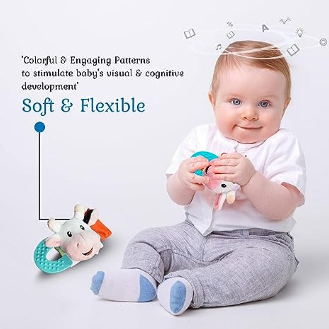 Cow Teething Hand Toys for 4 Month Old Baby Boys & Infants