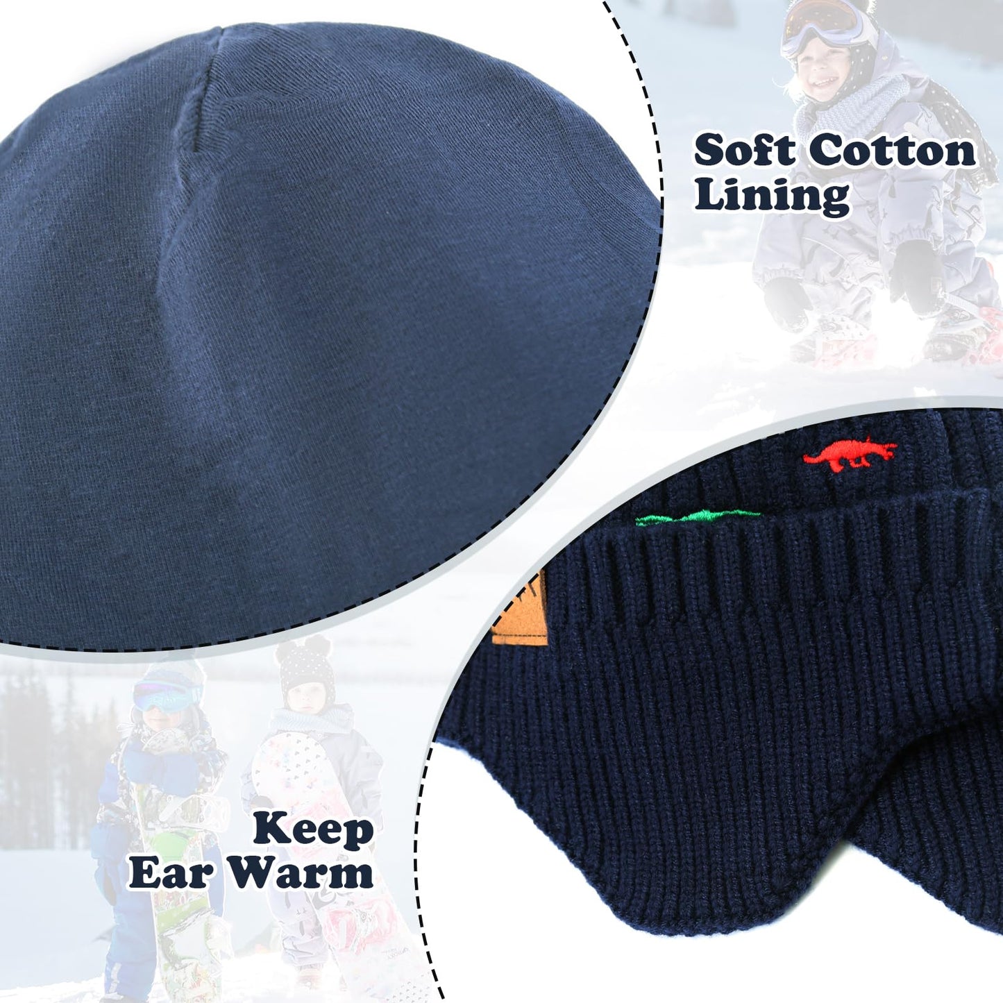 Poximi Baby Boy Winter Hat Toddler Warm Beanie Girl Knit Hats With Earflap Kid Cute Earmuffs (D-Navy, 0-6Months)