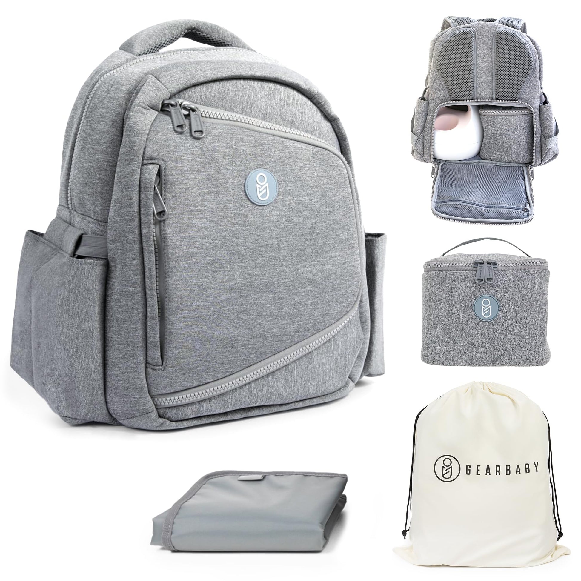 Gearbaby Breast Pump & Diaper bag Compatible with Spectra S1, S2, Medela, Neoprene Wearable Baby Breast Milk cooler Travel Diape