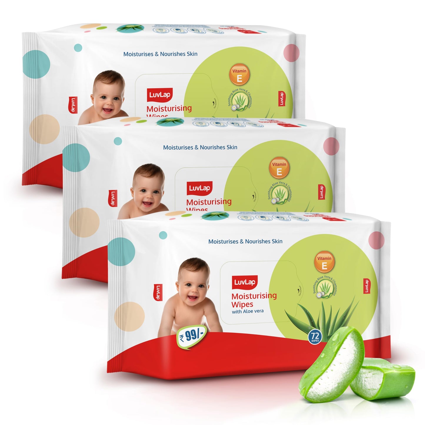Luvlap Moisturising Wet Wipes Without Lid For Baby Skin, Enriched With Aloe Vera, Vitamin E & Chamomile Extract, Ph Balanced, De