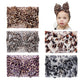Nishine 5Pcs Baby Girls Soft Wide Leopard Hair Turban Head Wraps Kids Stretchy Knotted Bows Headband For Children Hair Accessori