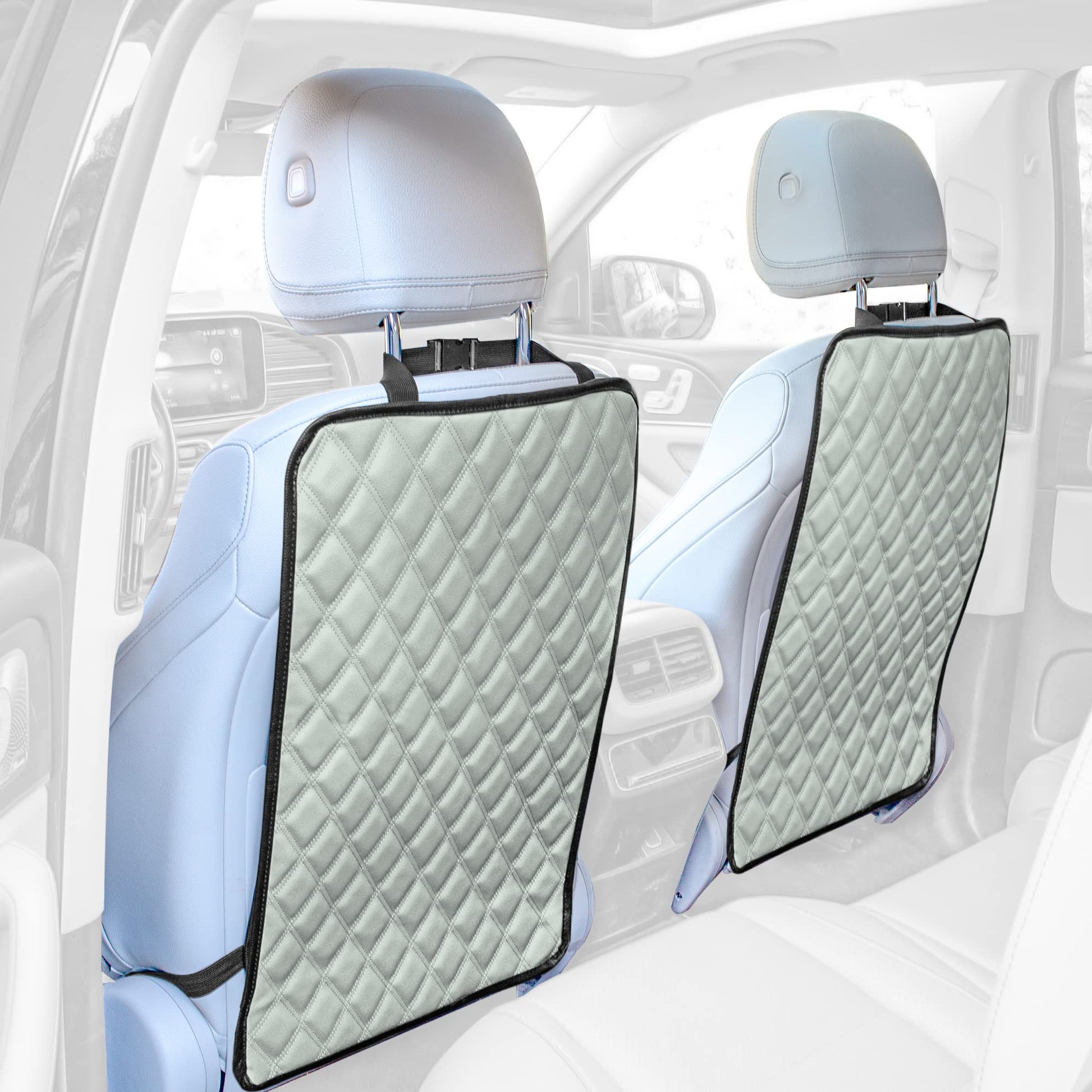 Fh Group Faux Leather Back Seat Kick Protectors - 2 Pack Diamond Stitched Back Seat Protector For Driver And Passenger Seat, Wat
