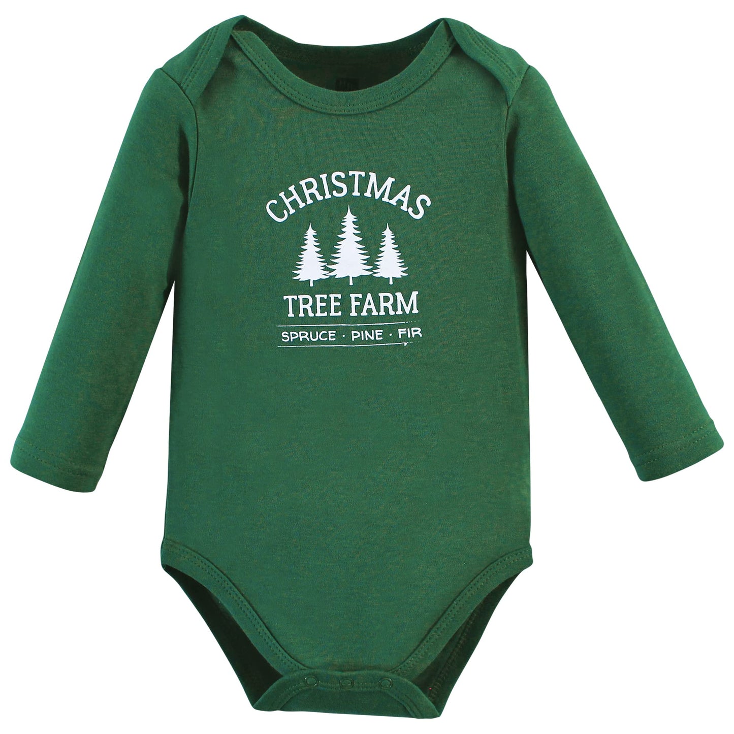 Hudson Baby Unisex Baby Cotton Long-Sleeve Bodysuits, Christmas Tree 3-Pack, 12-18 Months