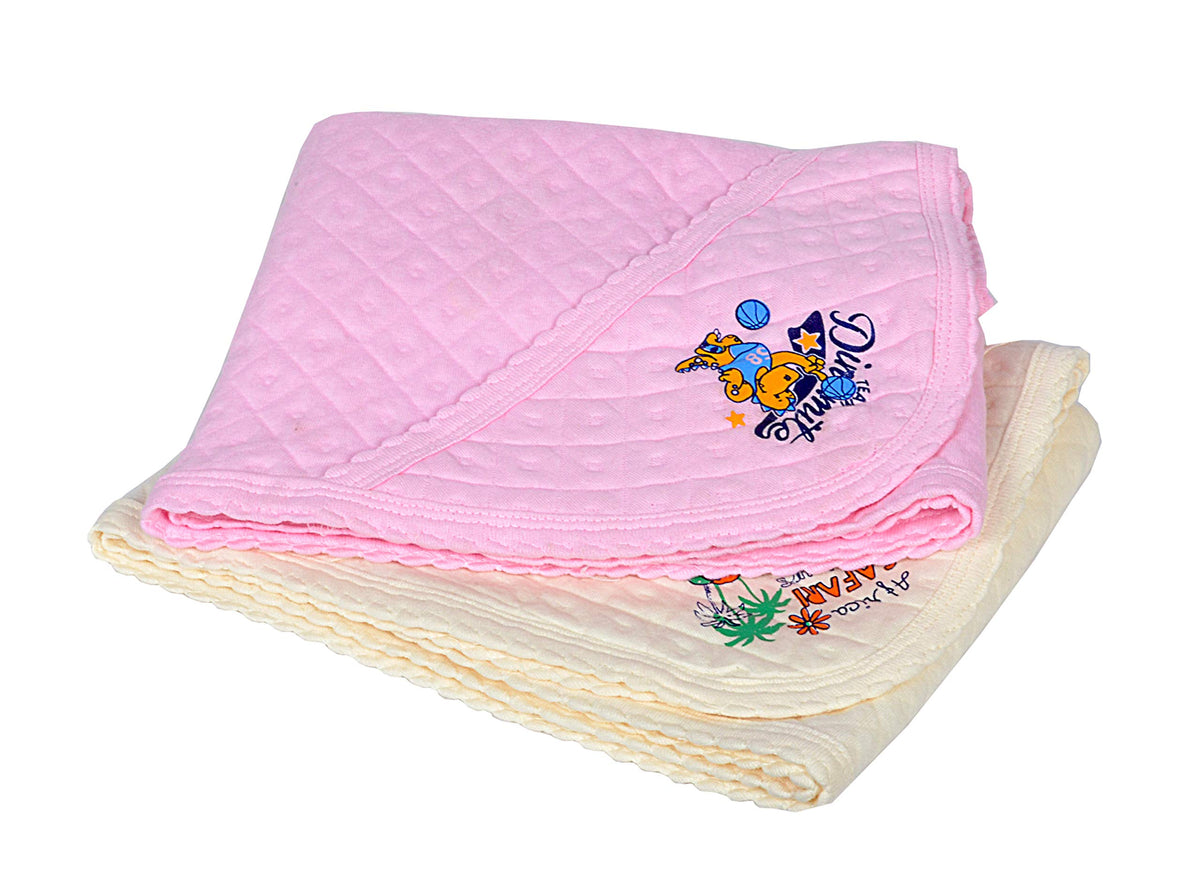 Sathiyas 100% Soft Cotton Baby Hooded Towels  Pack of 2, 250 GSM Orange & Blue | Wrapper Baby| Soft, Safe & SkinFriendly | Per