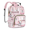 Perarts Custom Diaper Bag Mommy Bag with Multi-function Shoulders Outdoor Backpack for Newborn Baby Boy Elephant, Pink Customize